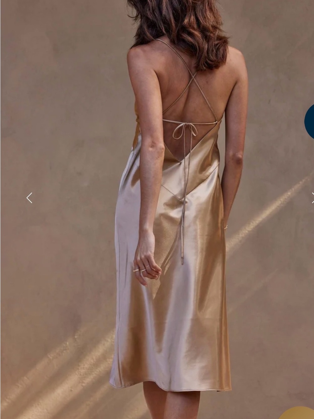 Grace Loves Lace Satin Champagne Slip Midi Dress
